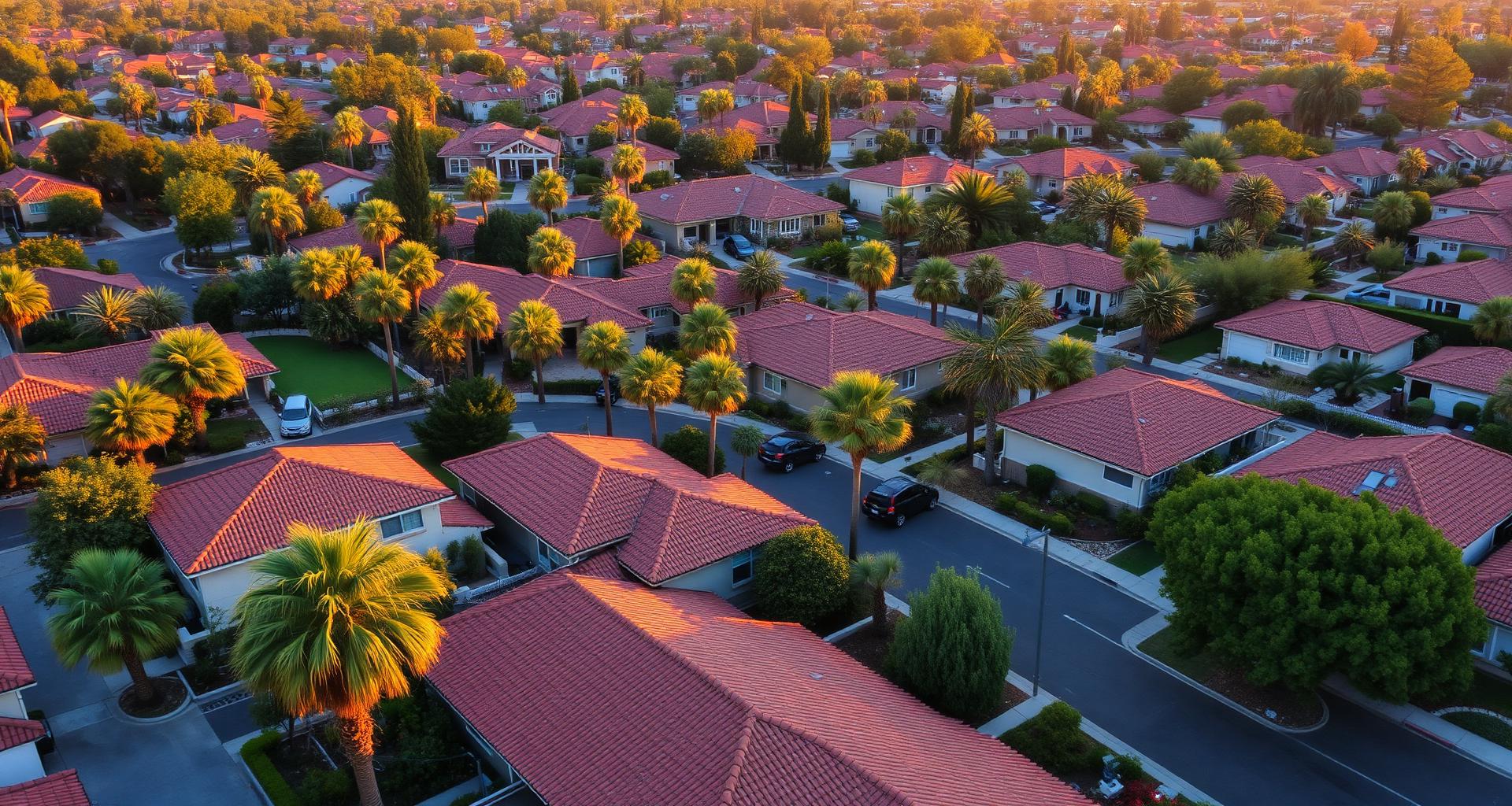 Aerial view of a San Jose residential neighborhood served by Therma Tech HVAC